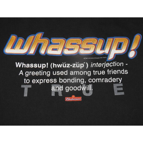 Vintage 2000 Budweiser Whassup! True Definition Short Sleeve T-Shirt Men's Large - Picture 2 of 5